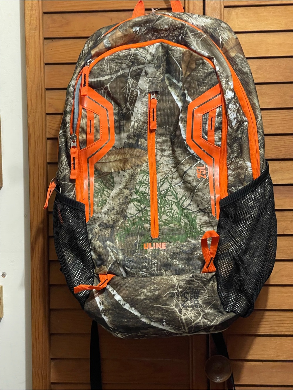 Men's Camo Backpack with Bright Orange Accents